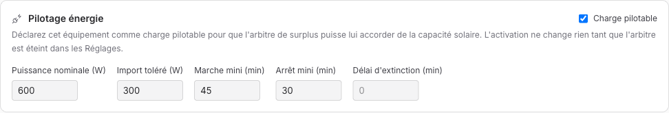Le profil énergie par équipement