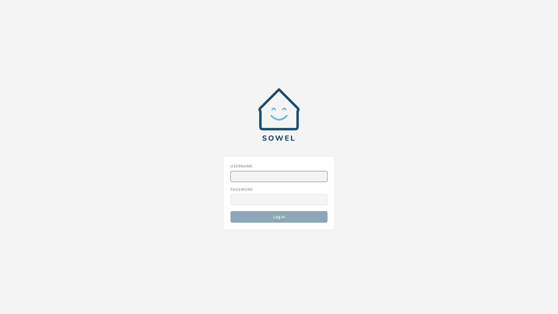 Login screen